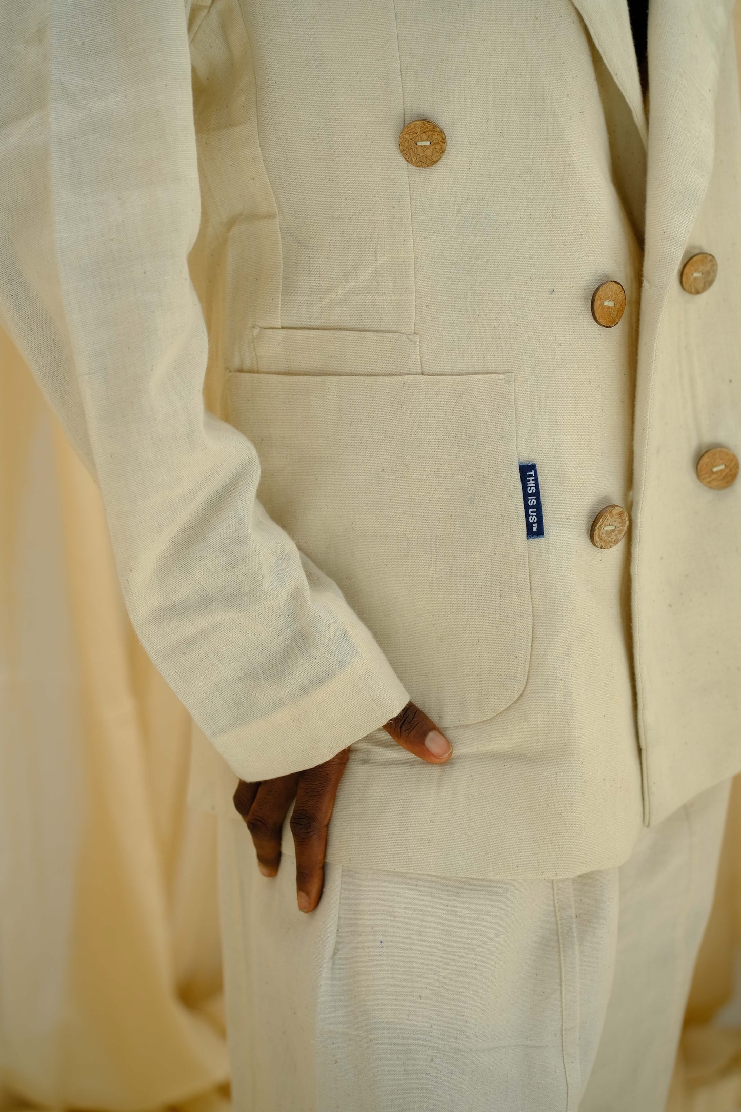 Uniform wear Double Breasted Jacket - Ivory