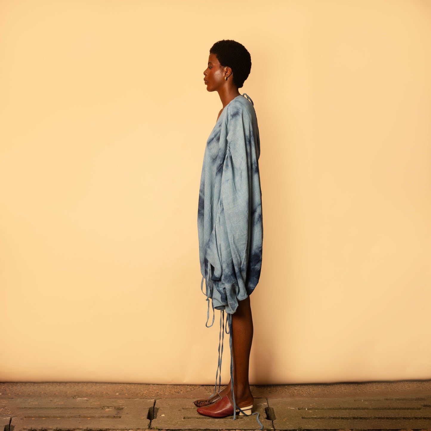 Draped Dress - Light Blue Cloud