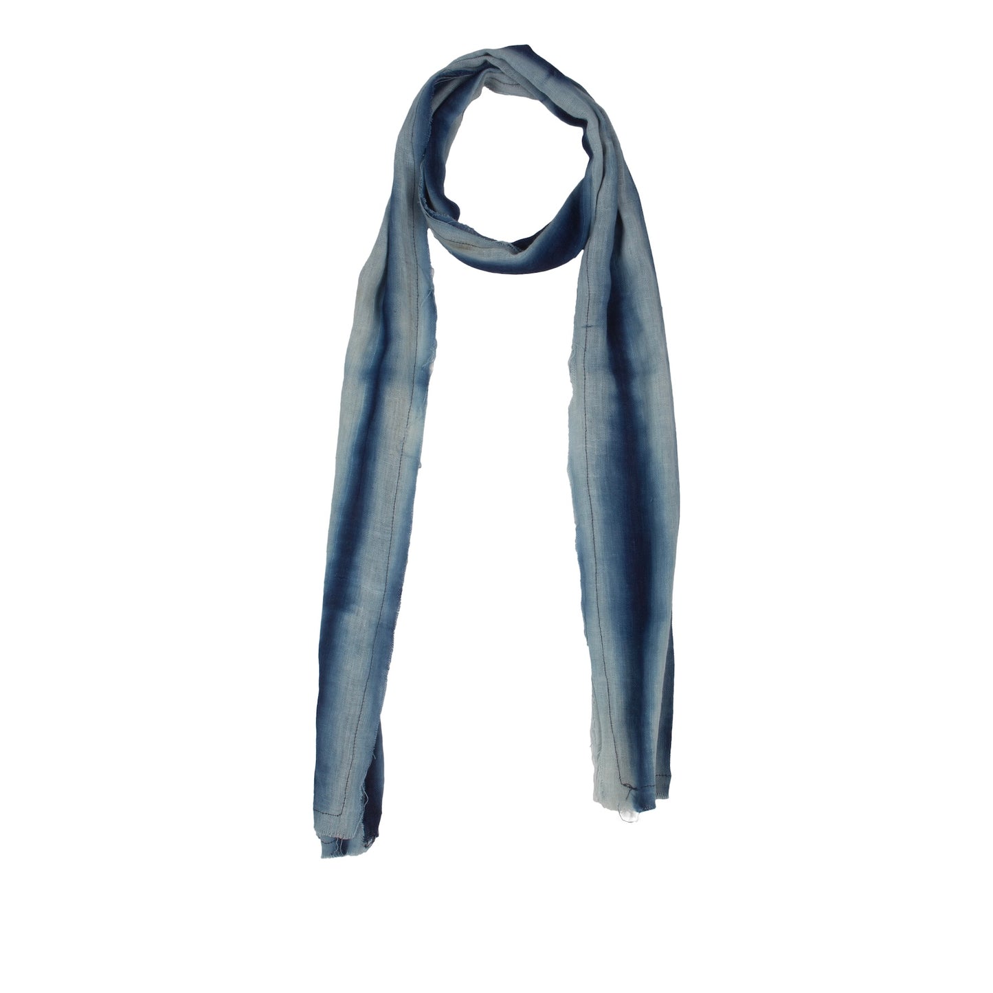 Ajasa Long Slim Scarf - Indigo/Ivory Block Stripe