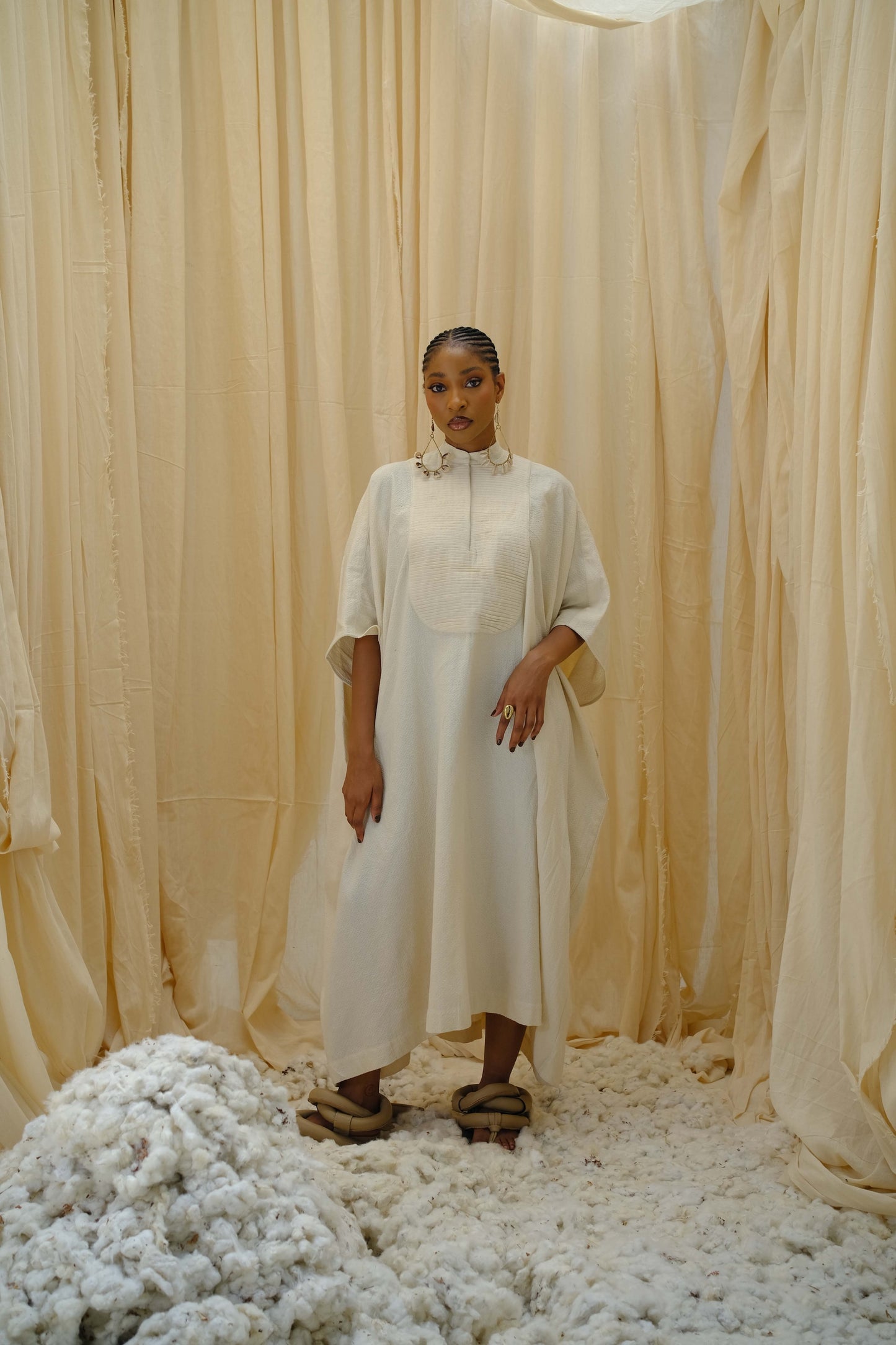 Pleated Kaftan Shirt Dress