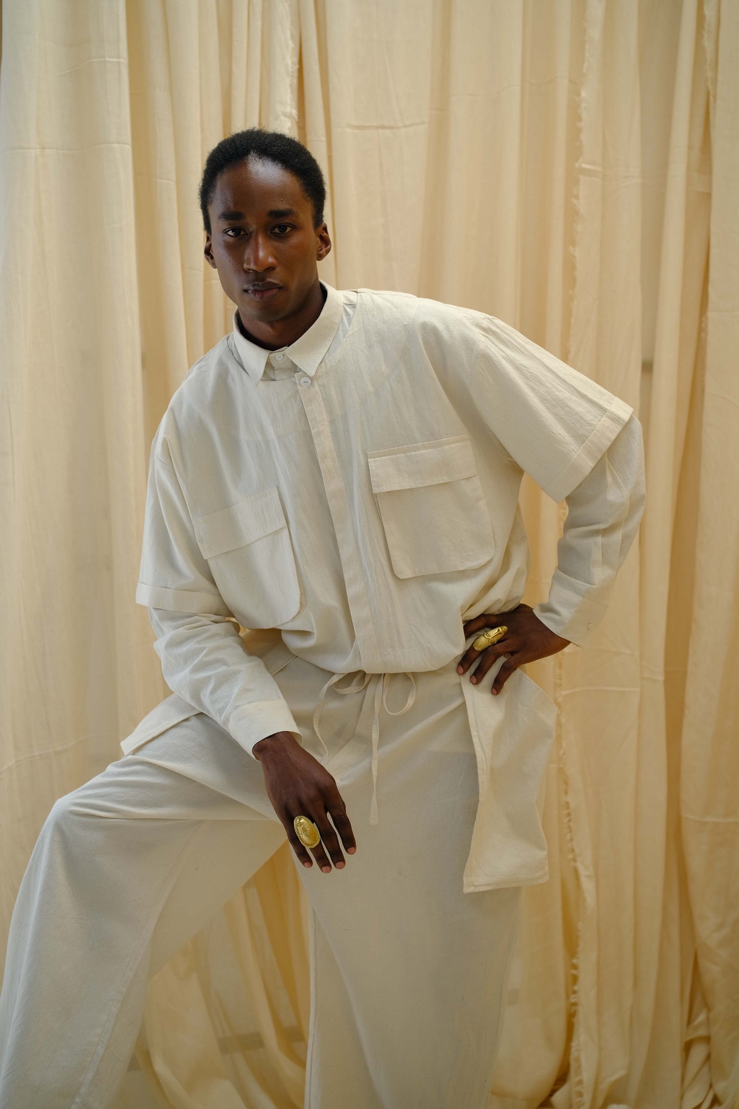 Short Sleeve Jumpsuit - Ivory