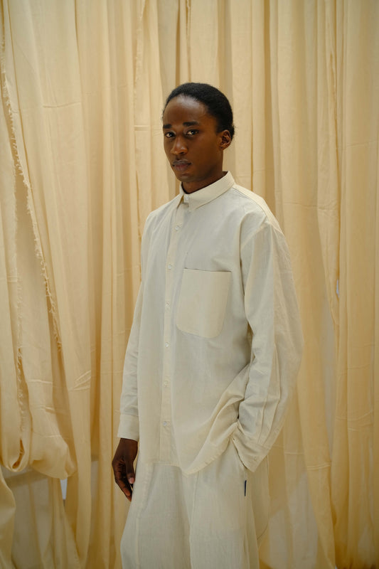 Collared Long Sleeve Shirt - Ivory