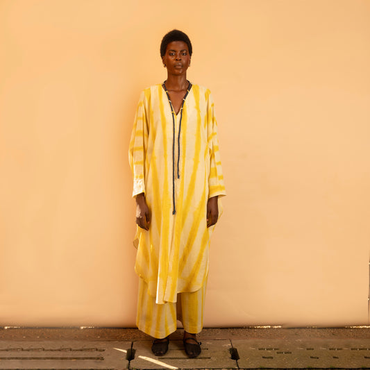 Kaftan Dress - Yellow Striped