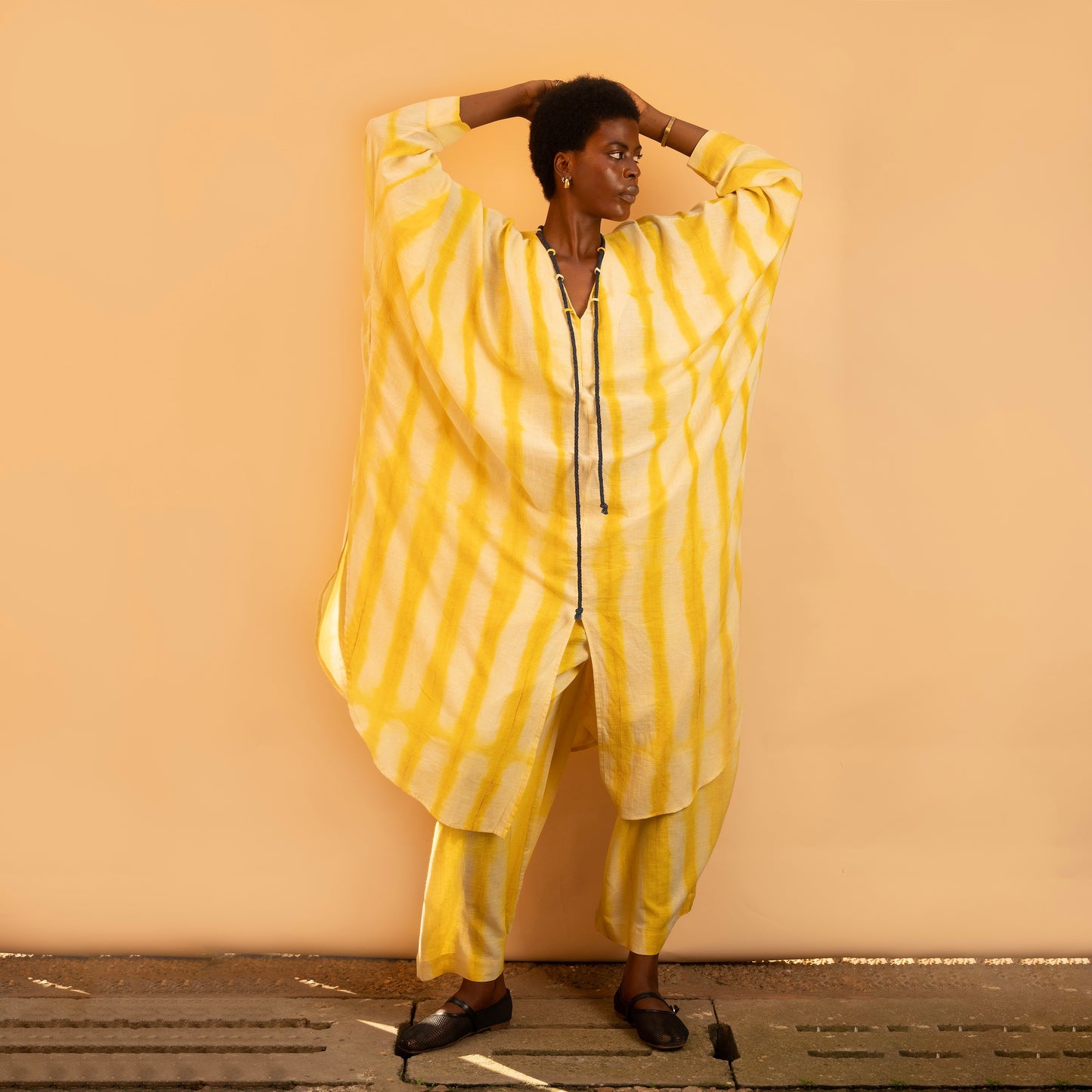 Kaftan Dress - Yellow Striped
