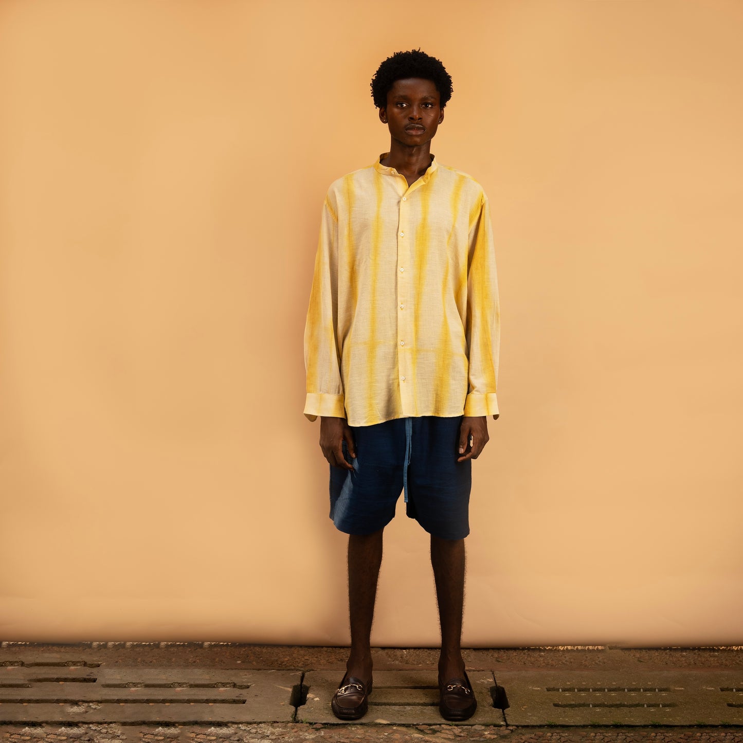 Relaxed Long Sleeve Shirt - Yellow Striped