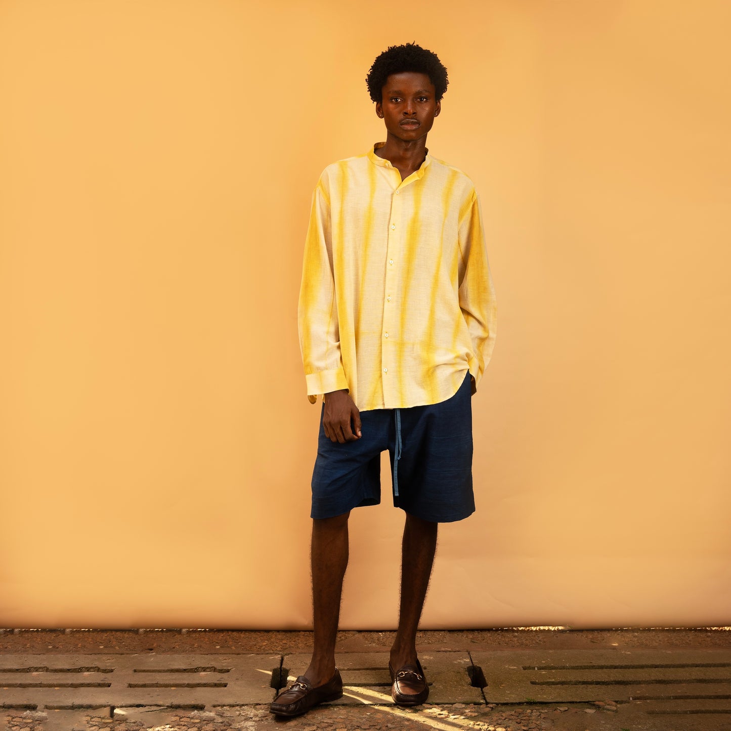 Relaxed Long Sleeve Shirt - Yellow Striped