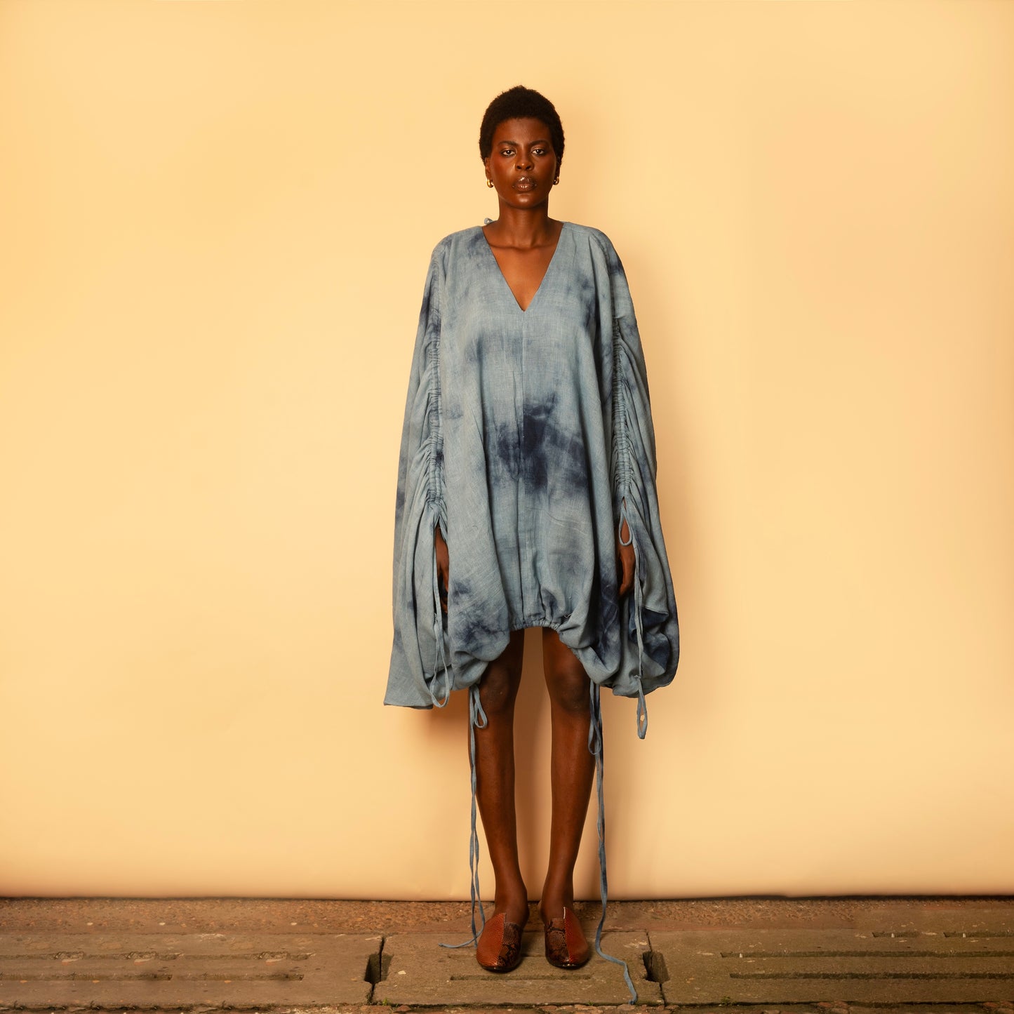 Draped Dress - Light Blue Cloud