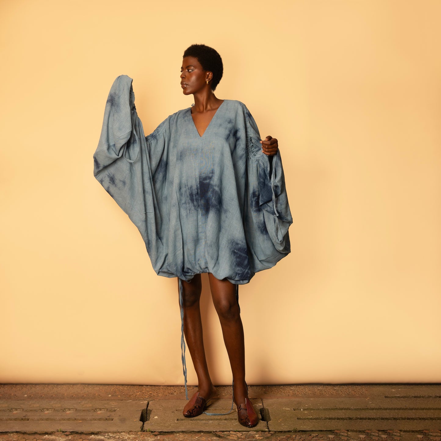 Draped Dress - Light Blue Cloud
