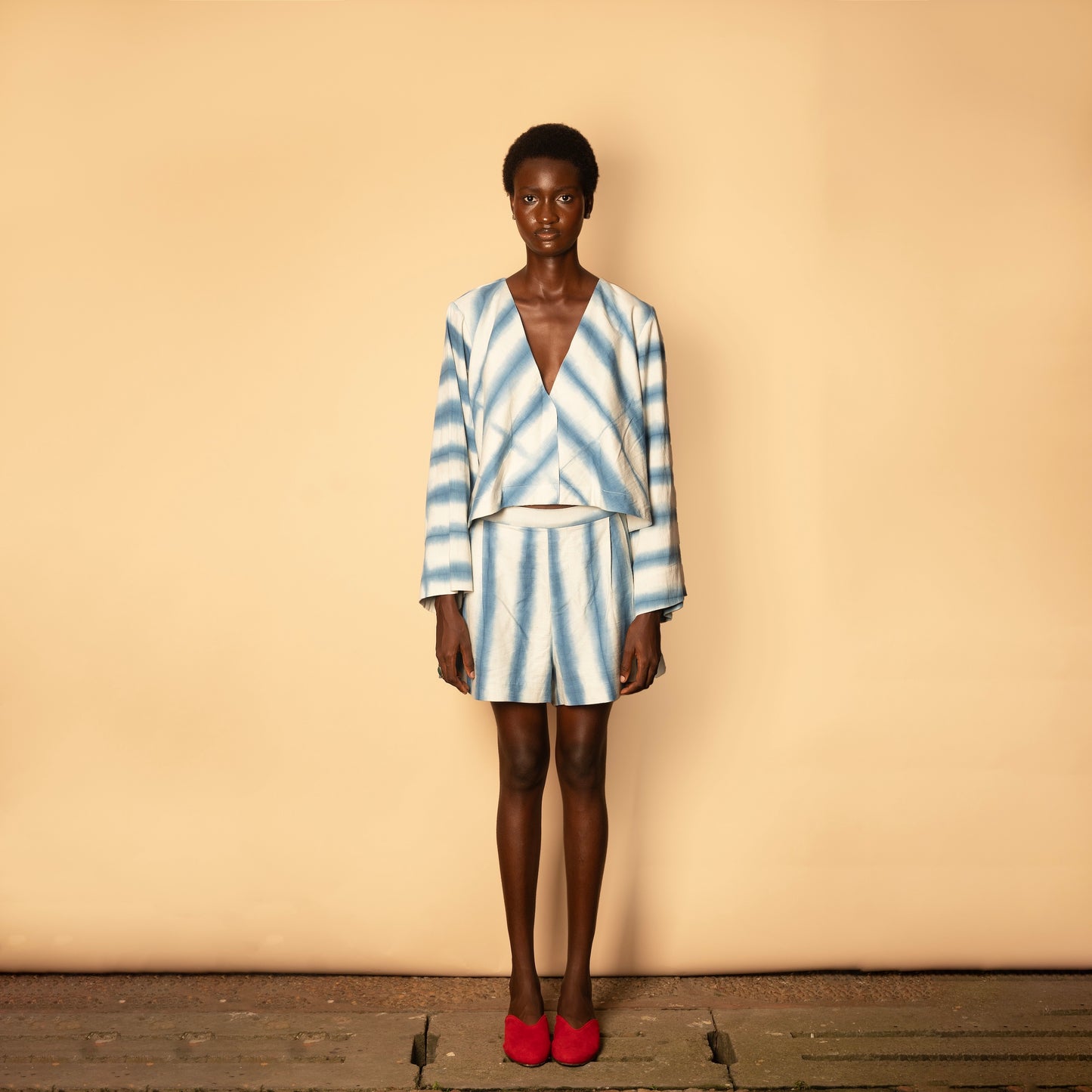 Flare Lounge Shorts Set - Striped