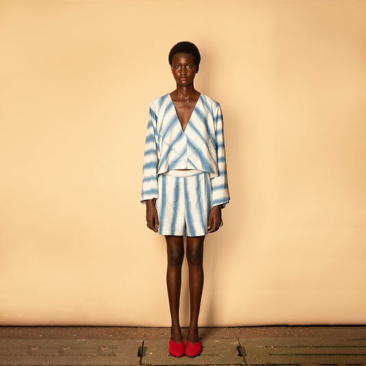 Flare Lounge Shorts Set - Striped