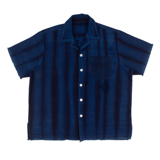 Ajasa Camp Shirt - Indigo Block Stripe