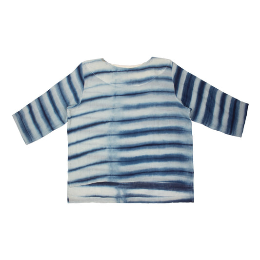 Lekki Boatneck Top - Indigo/Ivory Block Stripe