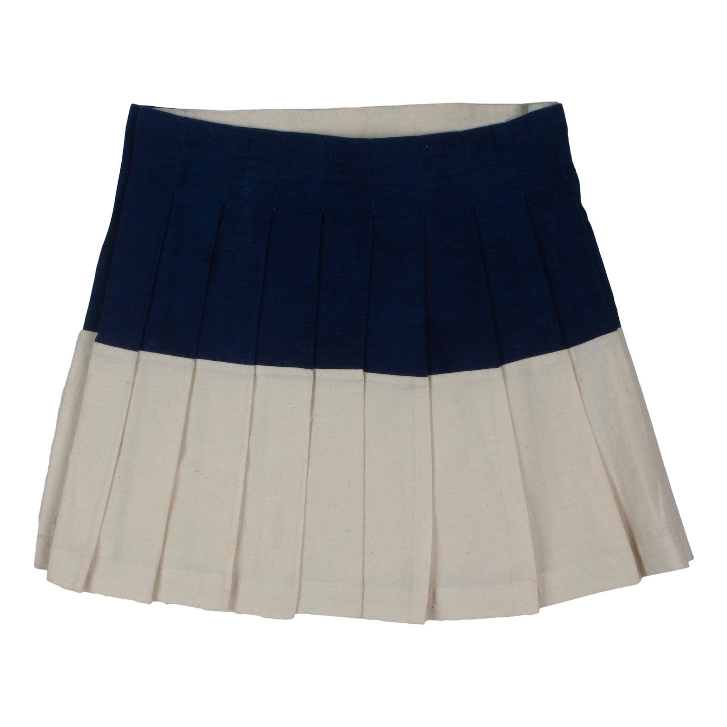 Pleated Mini Skirt - Ivory & Indigo
