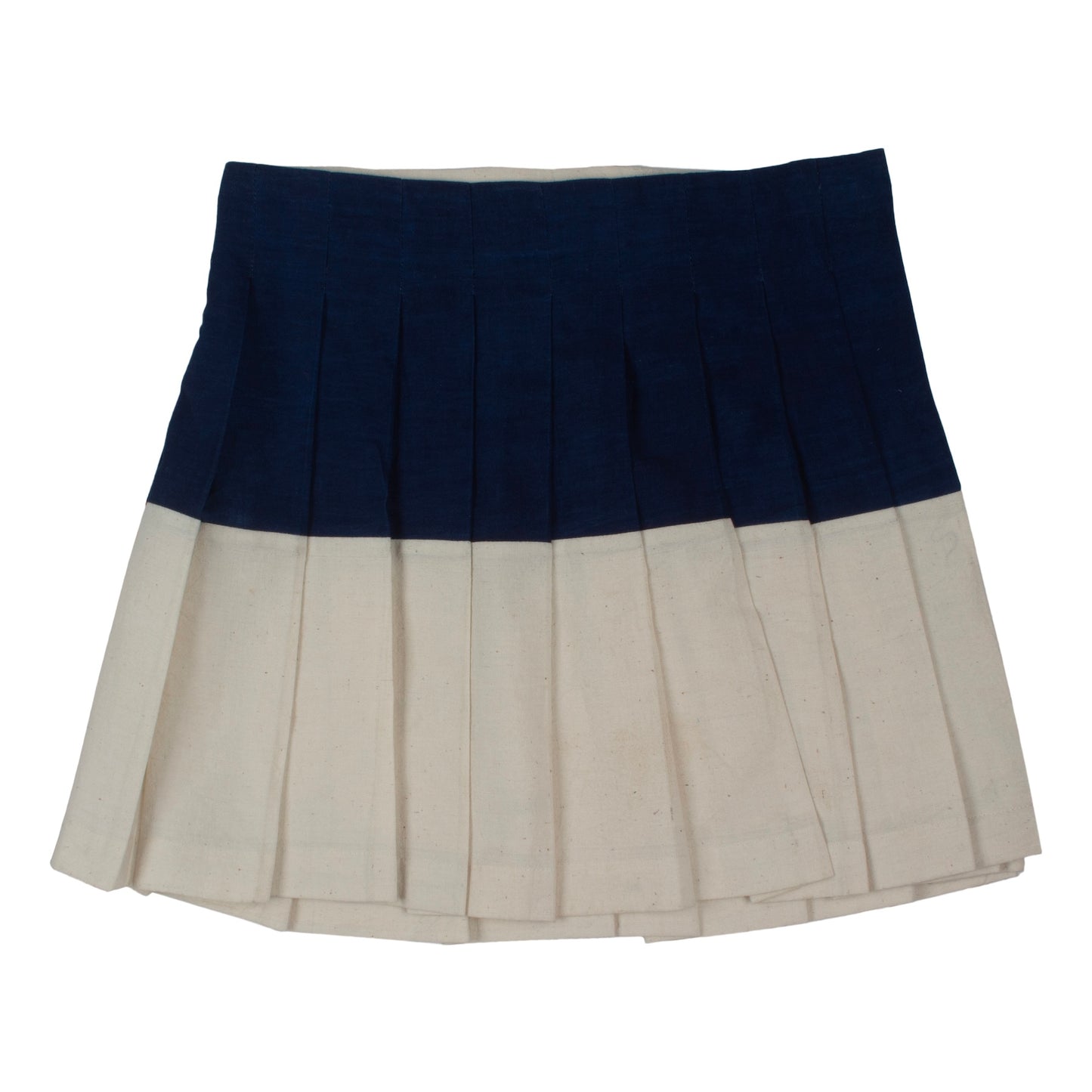 Pleated Mini Skirt - Ivory & Indigo