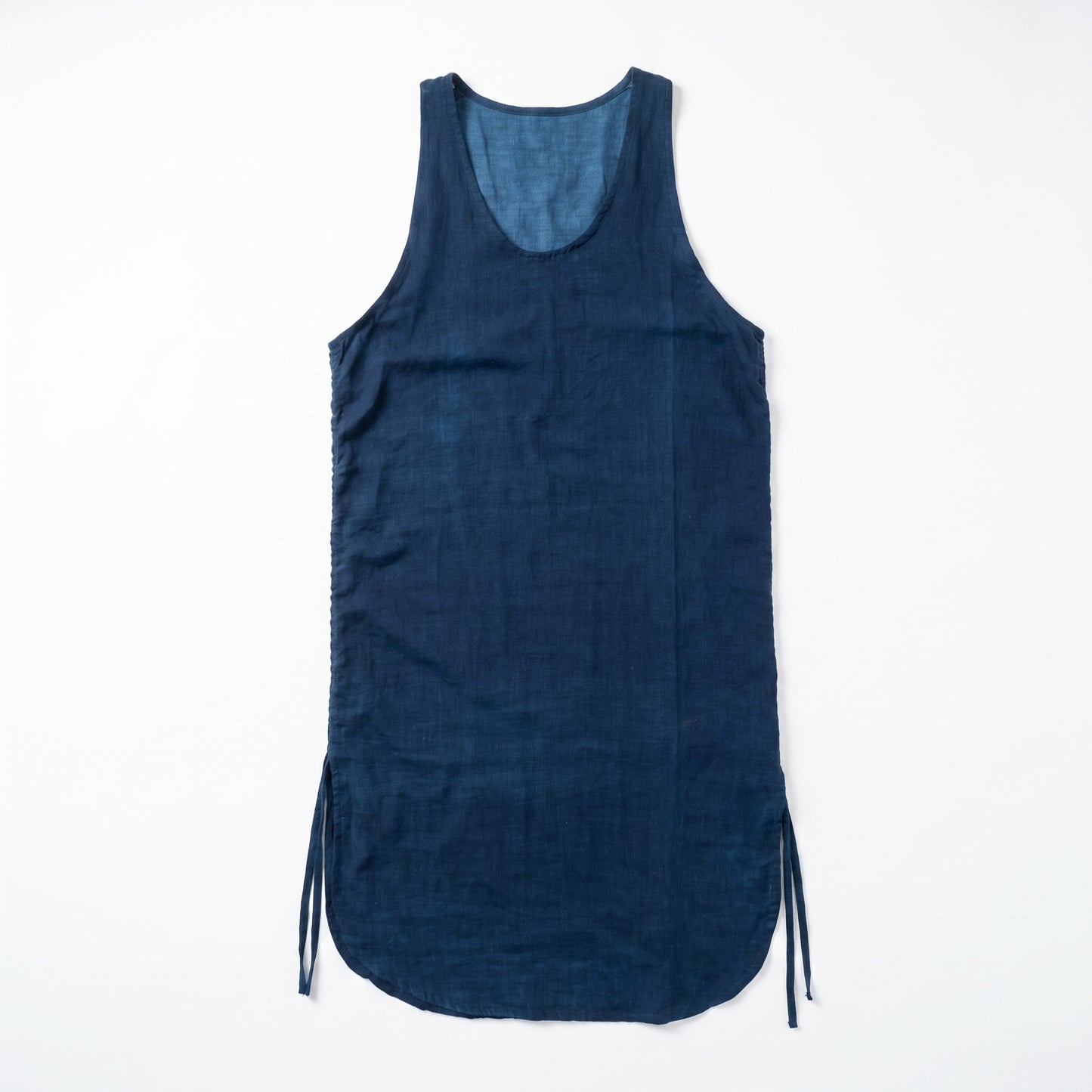 U-Neck Long Vest - Indigo